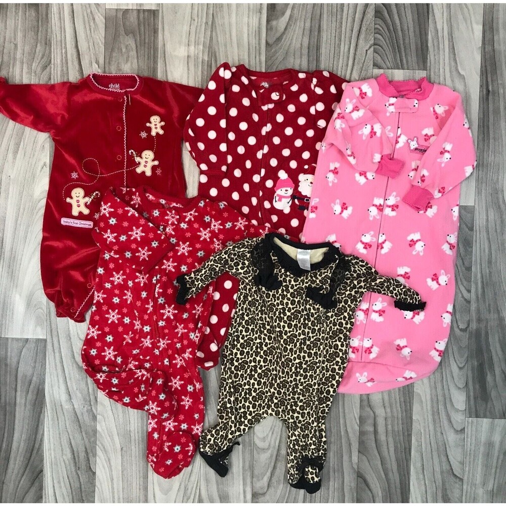 Carter's Baby Toddler Girls Mix Clothes Size 0-9/ 3-6 M Pajamas Lot 5 pcs